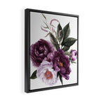 Purple Plum Pink Watercolor Peonies and Greenery Framed Canvas Print Gallery Image 2