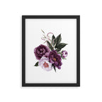 Purple Plum Pink Watercolor Peonies and Greenery Framed Art Print Gallery Image 6