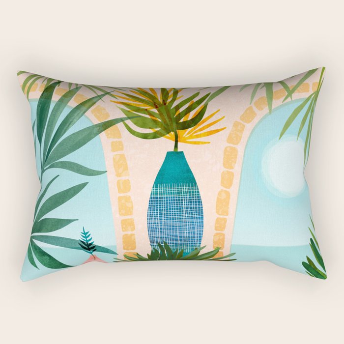 Welcome To The Hotel California Illustrated Landscape / Villa Series Rectangular Pillow Gallery Image 2