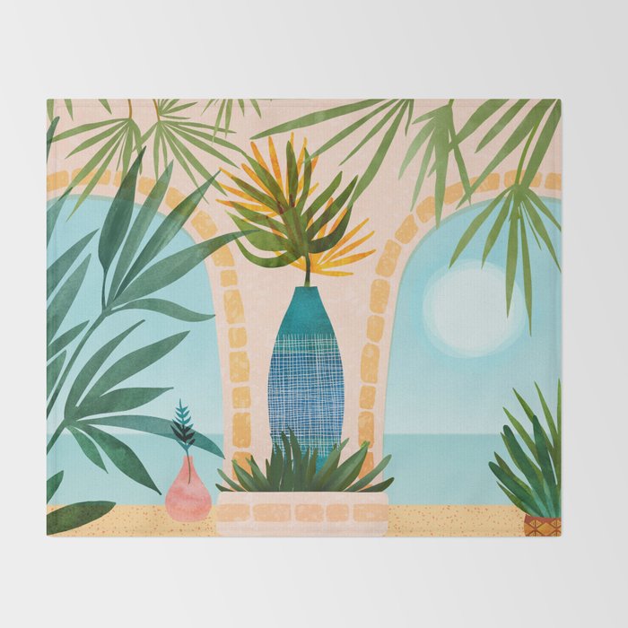 Welcome To The Hotel California Illustrated Landscape / Villa Series Throw Blanket Gallery Image 2