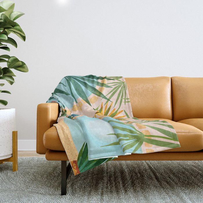 Welcome To The Hotel California Illustrated Landscape / Villa Series Throw Blanket Gallery Image 1