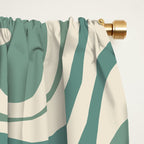 Retro Liquid Swirl Abstract Pattern in Eucalyptus Sage Green and Cream Beige Window Curtain Gallery Image 2