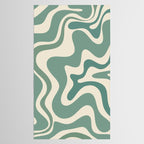 Retro Liquid Swirl Abstract Pattern in Eucalyptus Sage Green and Cream Beige Tablecloth Gallery Image 2