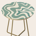 Retro Liquid Swirl Abstract Pattern in Eucalyptus Sage Green and Cream Beige Side Table Gallery Image 2