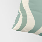 Retro Liquid Swirl Abstract Pattern in Eucalyptus Sage Green and Cream Beige Pillow Sham Gallery Image 4