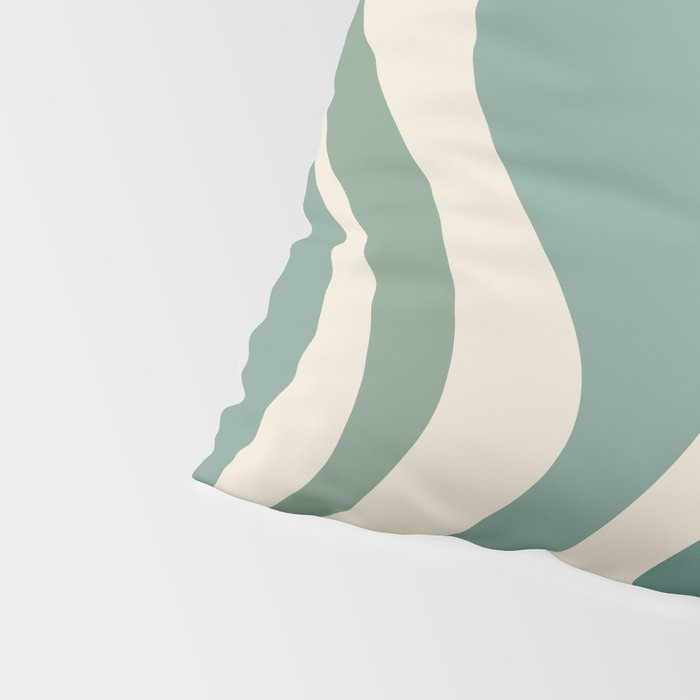 Retro Liquid Swirl Abstract Pattern in Eucalyptus Sage Green and Cream Beige Pillow Sham Gallery Image 4