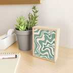 Retro Liquid Swirl Abstract Pattern in Eucalyptus Sage Green and Cream Beige Mini Art Print Gallery Image 2