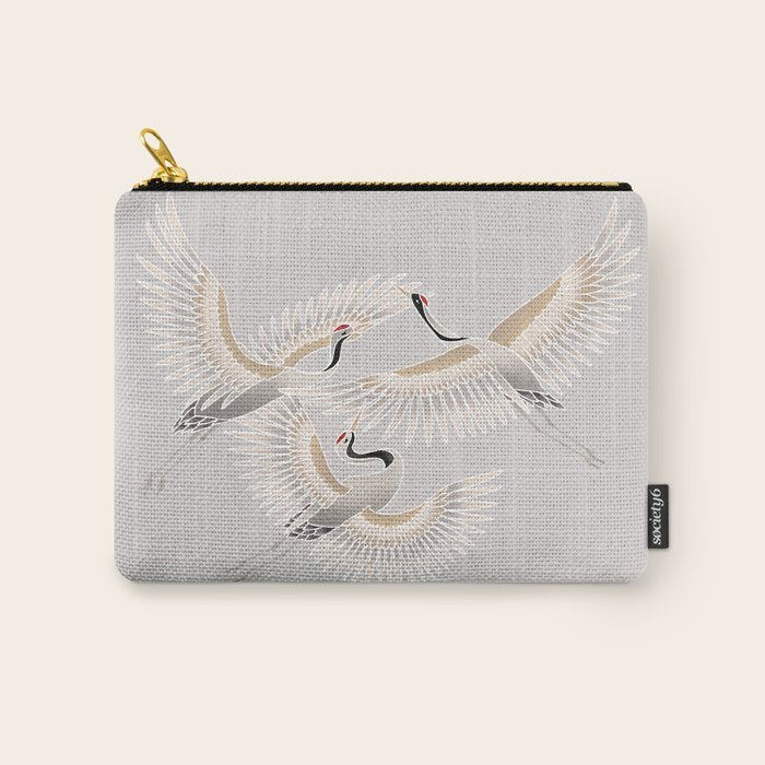 traditional Japanese cranes bright illustration Carry All Pouch Gallery Image 1