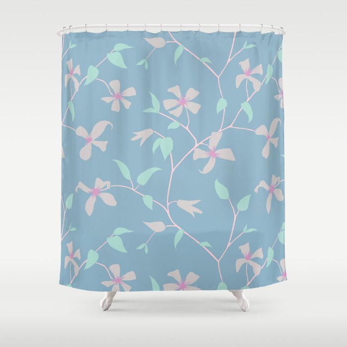Floral Clematis Vine - Cool Summer Shower Curtain Gallery Image 1