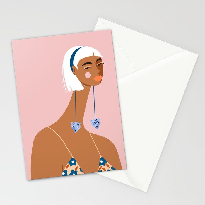 Cheetah Earrings Stationery Card Gallery Image 2
