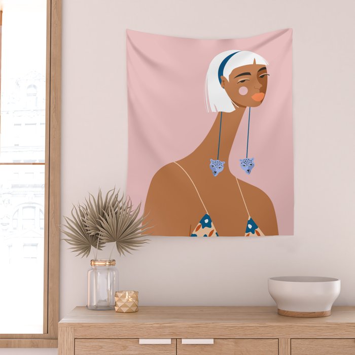 Cheetah Earrings Wall Tapestry Gallery Image 2