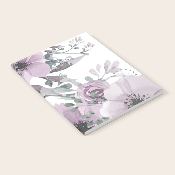 Floral Watercolor, Purple and Gray Notebook Gallery Image 1