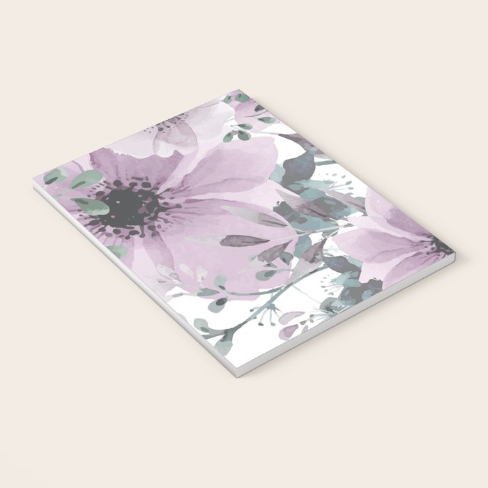 Floral Watercolor, Purple and Gray Notebook Gallery Image 3