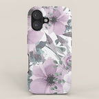 Floral Watercolor, Purple and Gray iPhone Case Gallery Image 1