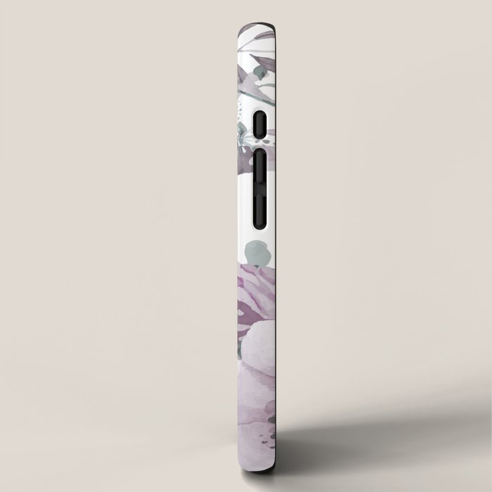 Floral Watercolor, Purple and Gray iPhone Case Gallery Image 2