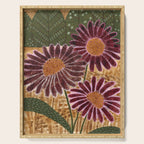 Daisies in Country Field Painting in Burgundy Red Serving Tray Gallery Image 1