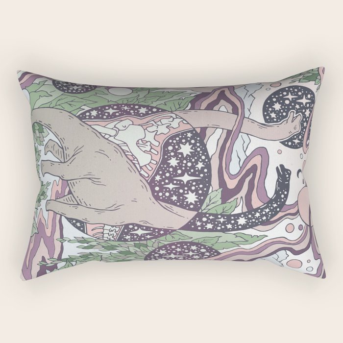 Jurassic Portal | Purple Haze Palette | Dinosaur Science Fiction Art Rectangular Pillow Gallery Image 1