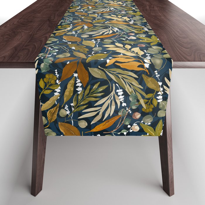 Fall leafy nature dark A Table Runner Gallery Image 1
