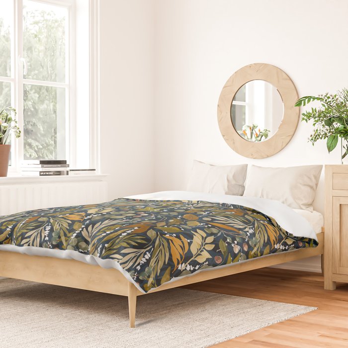 Fall leafy nature dark A Duvet Cover Gallery Image 2
