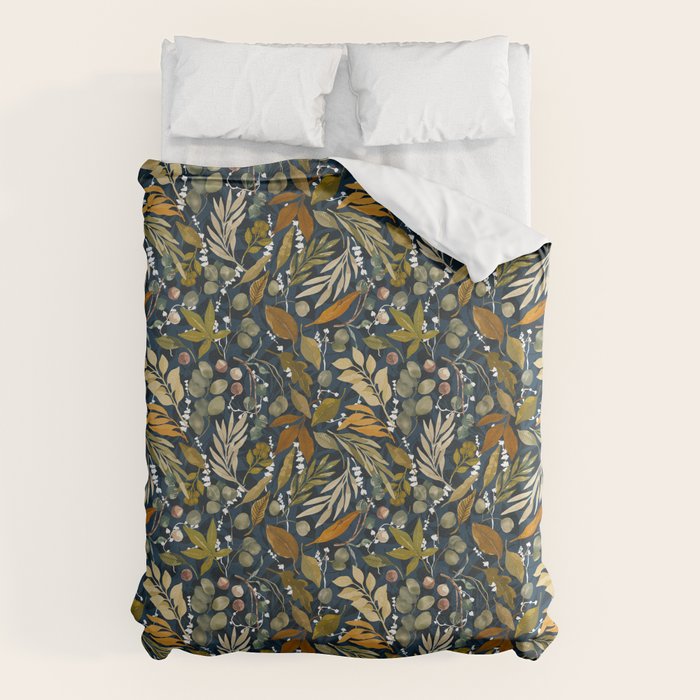 Fall leafy nature dark A Duvet Cover Gallery Image 1