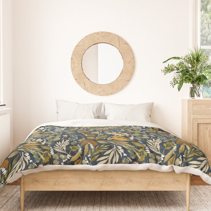 Fall leafy nature dark A Duvet Cover Gallery Image 3