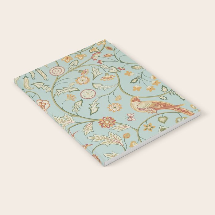 William Morris Newill Owl Art Blue Peppermint Russet Vintage Pattern Notebook Gallery Image 2