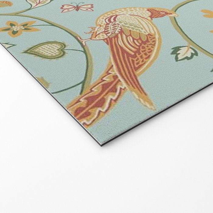 William Morris Newill Owl Art Blue Peppermint Russet Vintage Pattern Welcome Mat Gallery Image 2