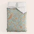 William Morris Newill Owl Art Blue Peppermint Russet Vintage Pattern Duvet Cover Gallery Image 6