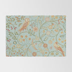 William Morris Newill Owl Art Blue Peppermint Russet Vintage Pattern Rug Gallery Image 2