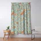 William Morris Newill Owl Art Blue Peppermint Russet Vintage Pattern Window Curtain Gallery Image 5