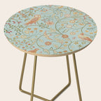 William Morris Newill Owl Art Blue Peppermint Russet Vintage Pattern Side Table Gallery Image 2