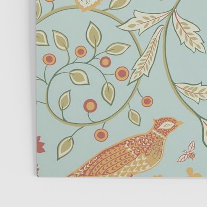 William Morris Newill Owl Art Blue Peppermint Russet Vintage Pattern Poster Gallery Image 3