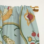 William Morris Newill Owl Art Blue Peppermint Russet Vintage Pattern Window Curtain Gallery Image 2