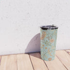 William Morris Newill Owl Art Blue Peppermint Russet Vintage Pattern Travel Mug Gallery Image 4
