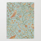William Morris Newill Owl Art Blue Peppermint Russet Vintage Pattern Poster Gallery Image 4