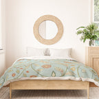 William Morris Newill Owl Art Blue Peppermint Russet Vintage Pattern Duvet Cover Gallery Image 3