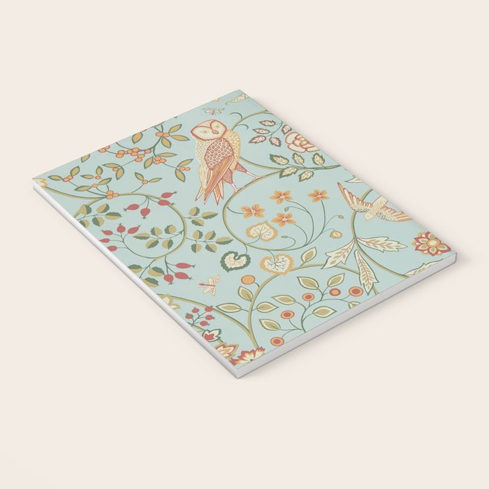 William Morris Newill Owl Art Blue Peppermint Russet Vintage Pattern Notebook Gallery Image 3