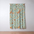 William Morris Newill Owl Art Blue Peppermint Russet Vintage Pattern Window Curtain Gallery Image 3