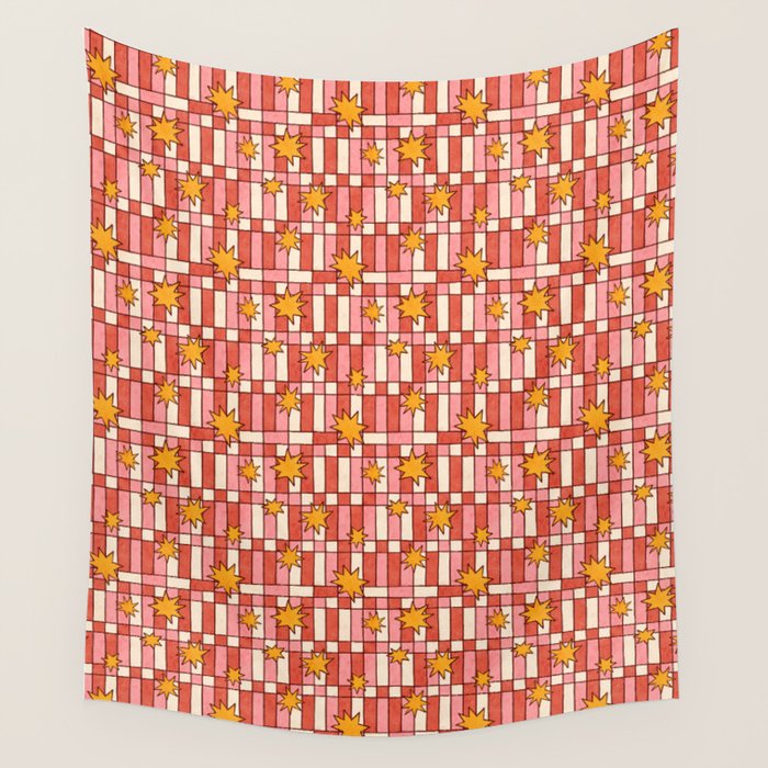 Retro Starry Plaid Wall Tapestry Gallery Image 1