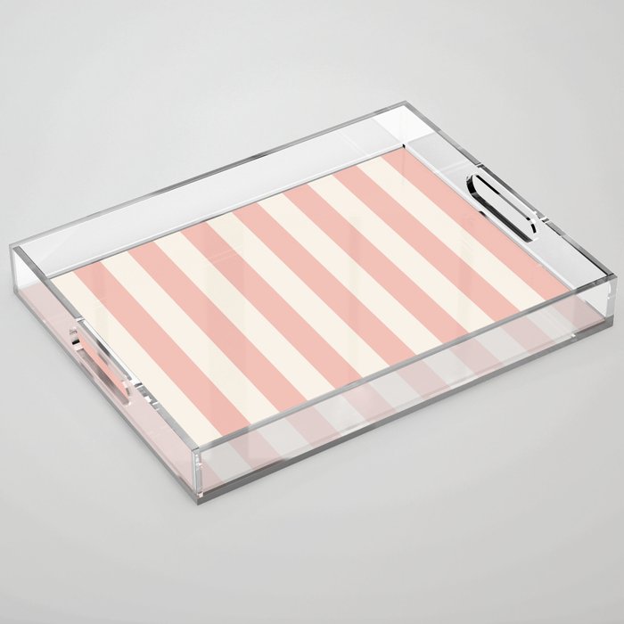 Broad Stripe - dusty pink and alabaster Acrylic Tray Gallery Image 1