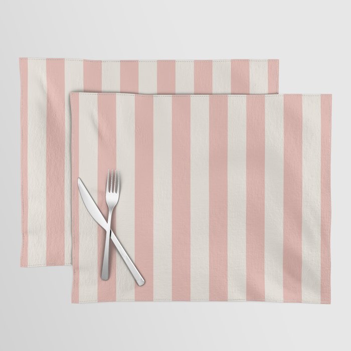 Broad Stripe - dusty pink and alabaster Placemat Gallery Image 1