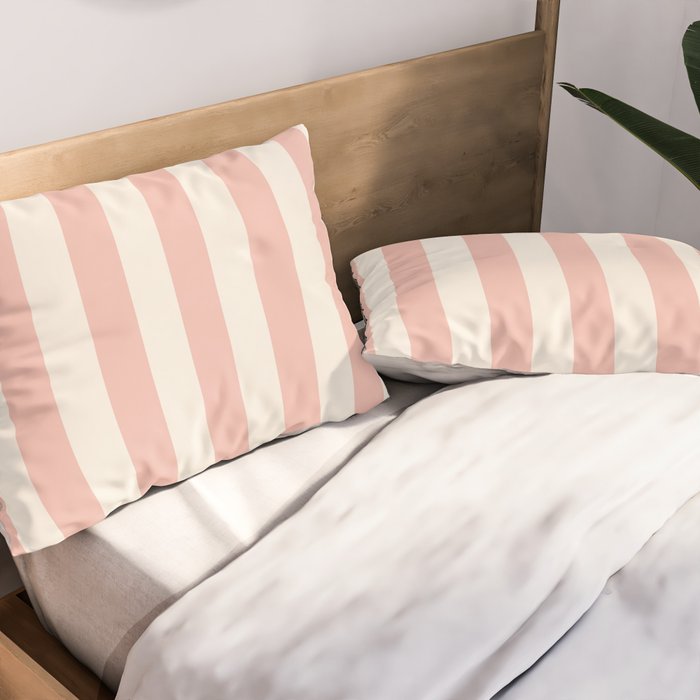 Broad Stripe - dusty pink and alabaster Pillow Sham Gallery Image 2