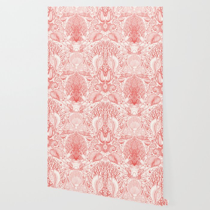 Beach treasures in coral red  Wallpaper Gallery Image 2
