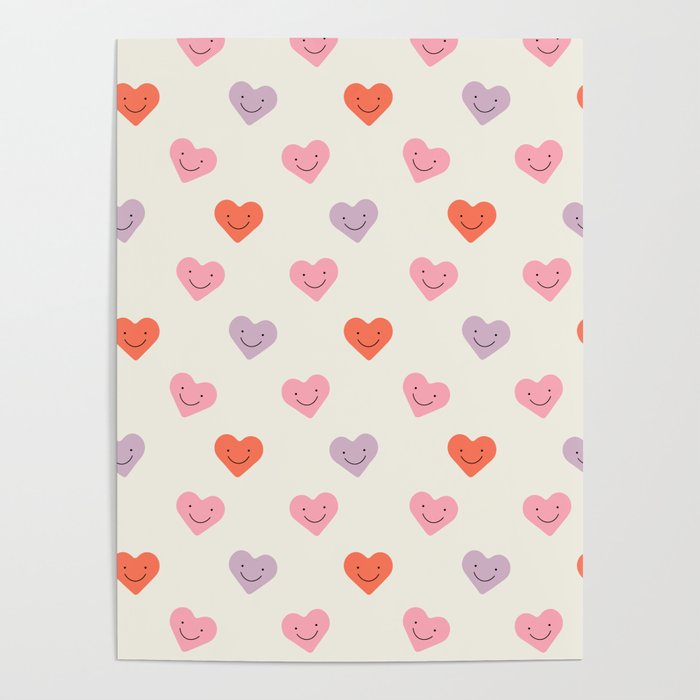 Happy love heart face doodle pattern Poster Gallery Image 4