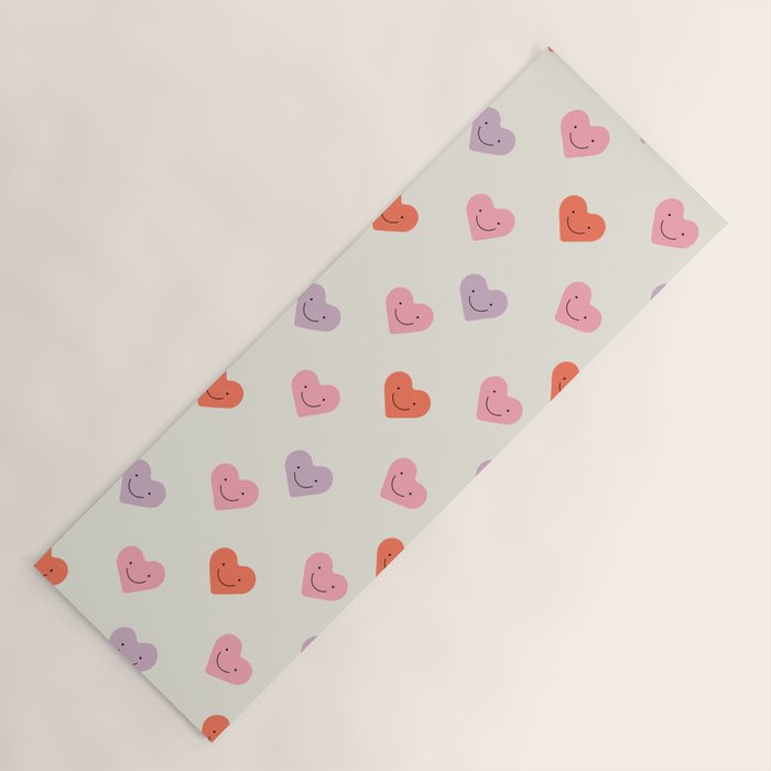 Happy love heart face doodle pattern Yoga Mat Gallery Image 1