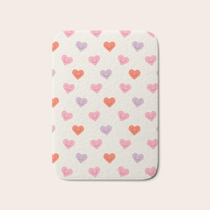 Happy love heart face doodle pattern Bath Mat Gallery Image 1