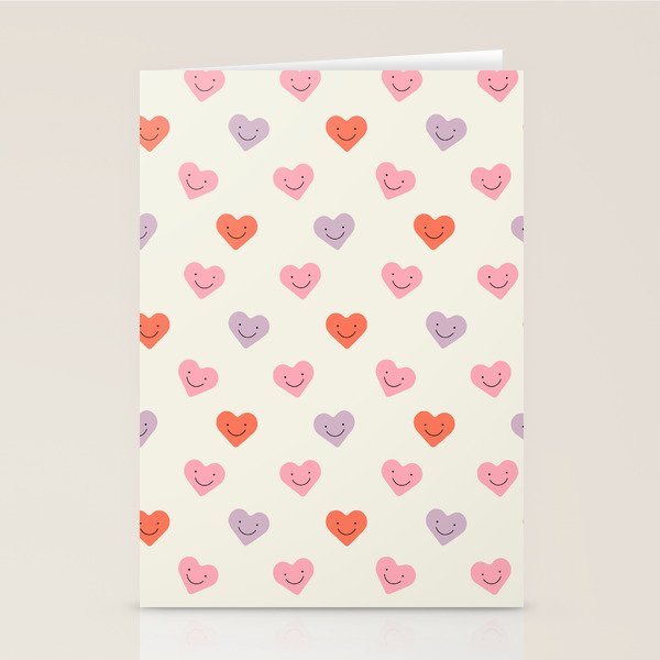 Happy love heart face doodle pattern Stationery Card Gallery Image 2