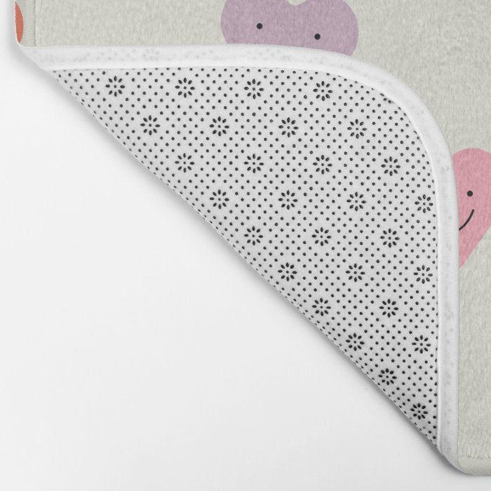 Happy love heart face doodle pattern Bath Mat Gallery Image 2