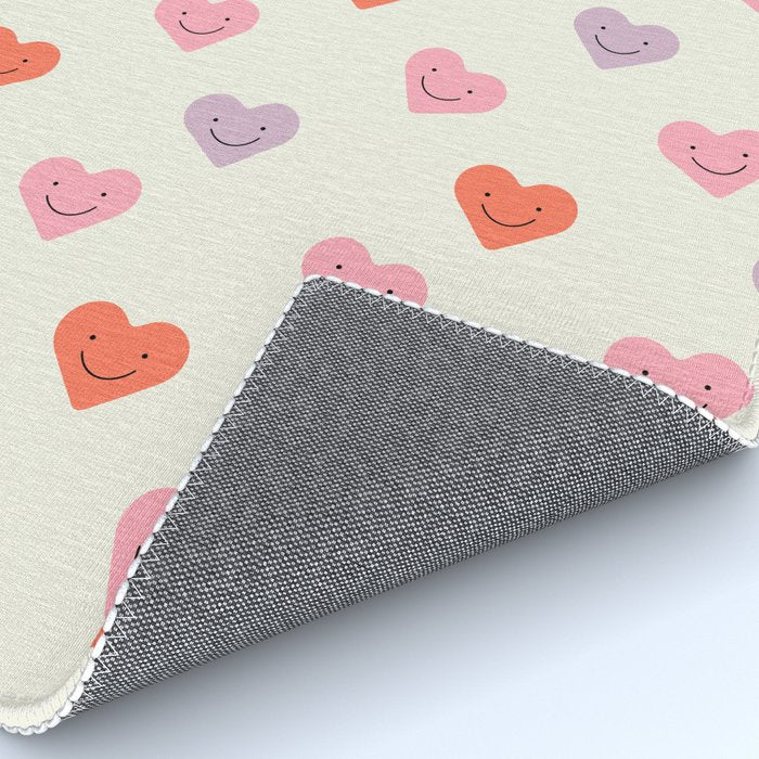 Happy love heart face doodle pattern Rug Gallery Image 4