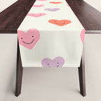 Happy love heart face doodle pattern Table Runner Gallery Image 1